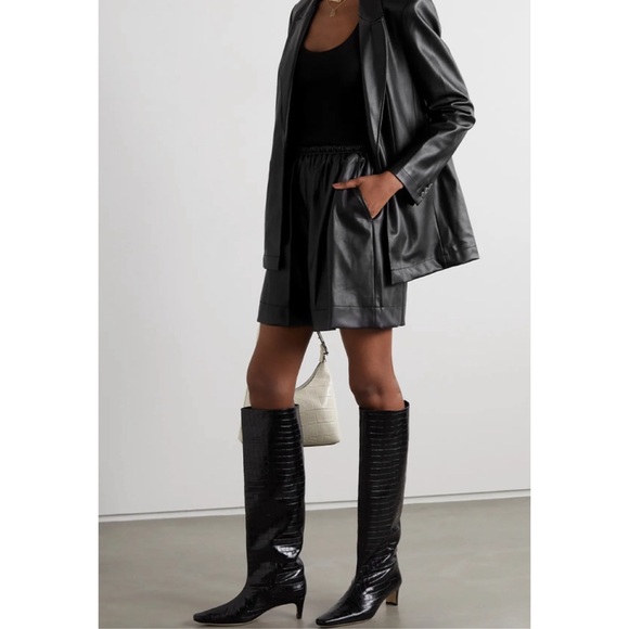 STAUDBlack Clark Vegan Leather Shorts ~ Medium